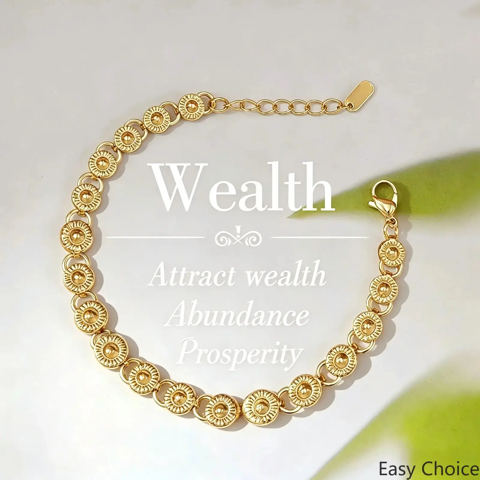 14K Gold Plated Textured Coin Link Bracelet for Women, Dainty Embossed Circle Chain Bracelet, Adjustable Stackable Waterproof Minimalist Gold Bracelet, Fashion Elastic Stretch Bracelet, Bracelet For Wealth, Abundance & Prosperity, Jewelry Gift for Her