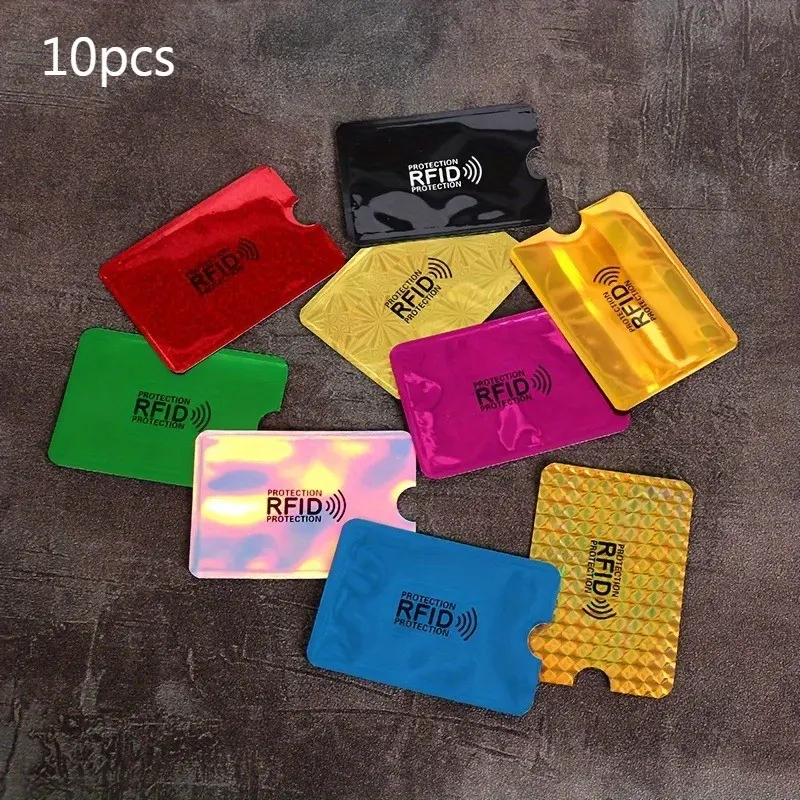 10pcs Random Color, RFID Shielding Card Clip, Bank Card ID Protection Box, Metal Aluminum Alloy Credit Card Clip, Cool Office Desk Gadgets