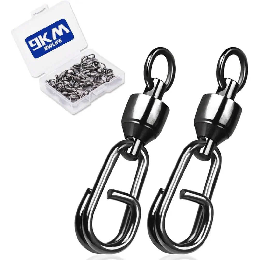Fishing Swivels & Snaps 25Pcs & Quick Change SnapsHigh Strength Snap Swivels Stainless Ball Bearing Fishing Swivels Freshwater/Freshwater