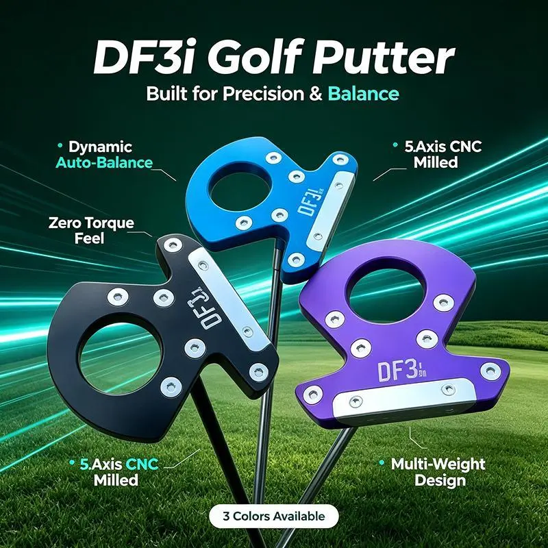 Unisex Golf DF3i Mallet Putter - 5-Axis CNC Machined Alloy Metal, Dynamically Self-Balanced with 0 Torque, Slope Balance Technology, Automatic Face Adjuster, High Stability Design, Golf Sport Equipment