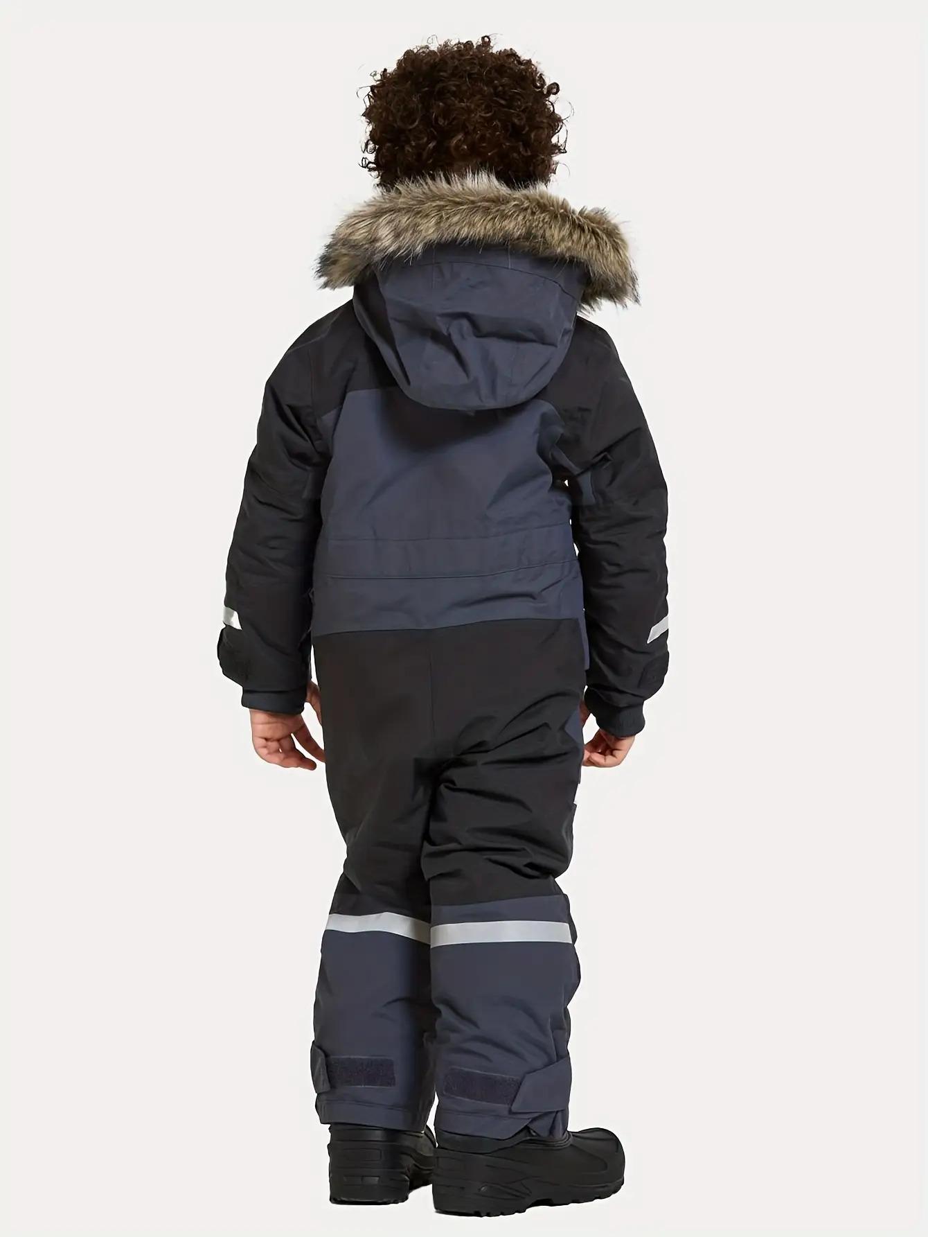 (New)[Windproof Snowsuit] Kids' Winter Ski Jumpsuit, Windproof Loose-Fit Snowsuit with Zipper Design 3-14 Years Old Boys and Girls Outdoor Warmth waterproof warm