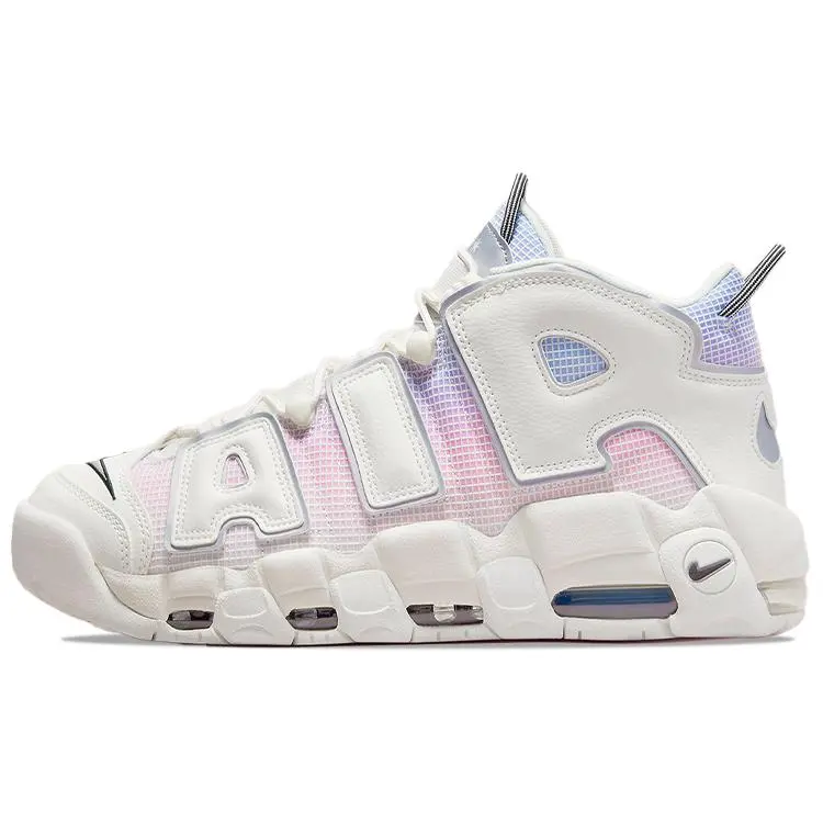 Nike Air More Uptempo Pippen Retro Basketball Shoes for Men – White, Blue, Pink with Air Cushioning, Non-Slip Durable Mid-Top Design Verifiable, with credentials and supporting global authentication
