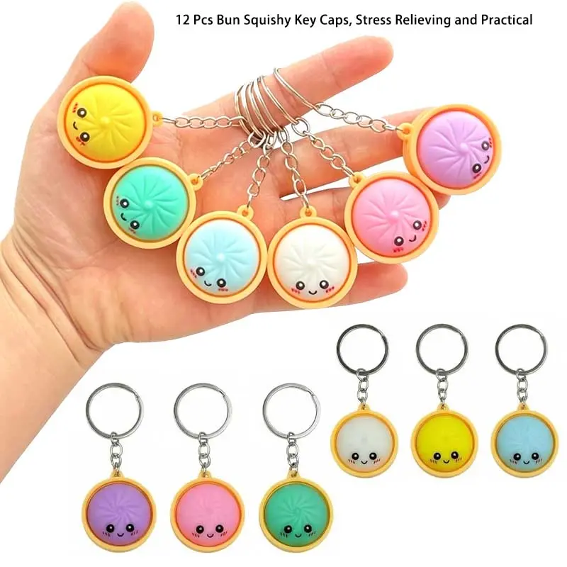 18 Pack Cute Dumpling Keychain Set with Mini Steamer Key Rings, Bag Charms and Pendants, Party Favors, Prizes and Small Holiday Gifts (0.98 Inches)