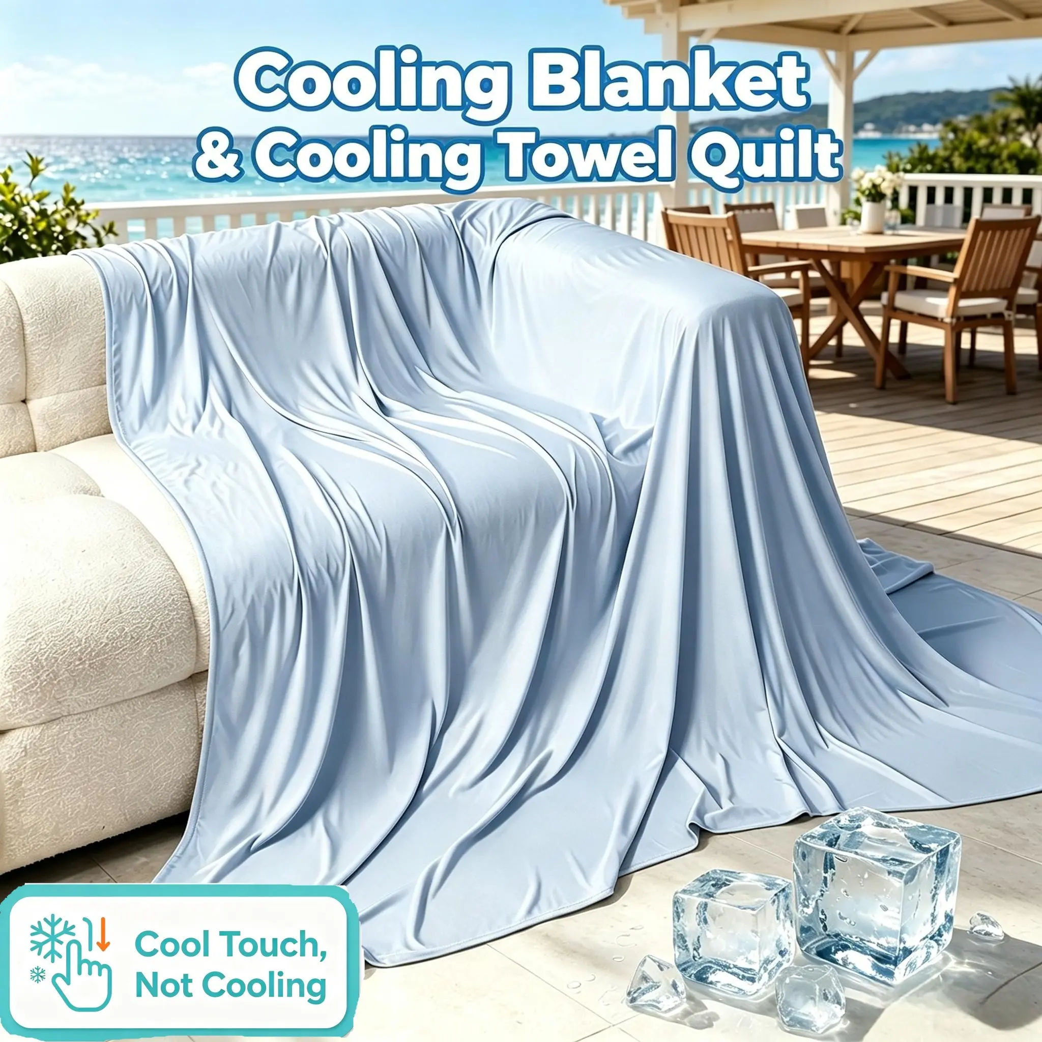 1pc Zero-Pressure Ice Silk Cooling Blanket, gorgeous and icy cool on bare skin. 2-in-1 beach & cooling towel blanket, ideal for hot sleepers & AC room lovers, Breathable Bed Blanket, Cooling Summer Blanket