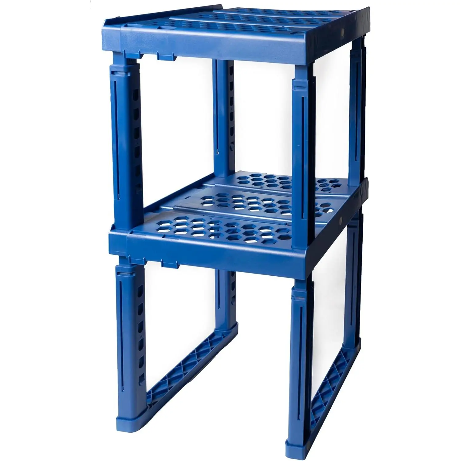 Adjustable Width and Height Locker Organizer Shelf, Ideal for School, Office and Gym Lockers, Blue 2 Pack
