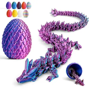 12" Prefilled Easter Dragon Eggs with 3D Printed Dragons Inside, 3D Printer Articulated Crystal Fidget Toy, Easter Basket Stuffers for 5-7 4-6 8-12 Year Old Boys Kid Teen Girls Adultfidget toys