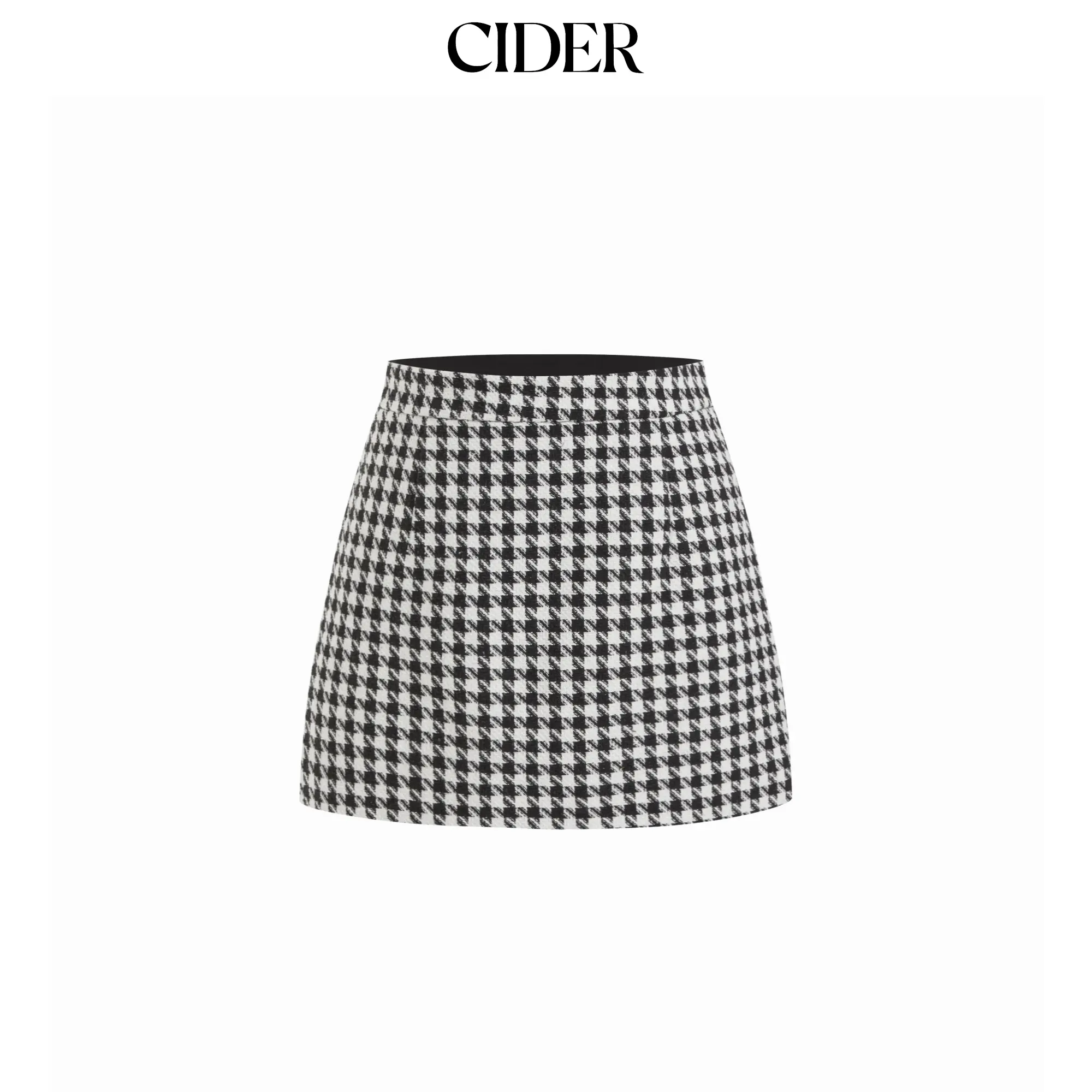 Cider Tweed High Rise Houndstooth Mini Skirt