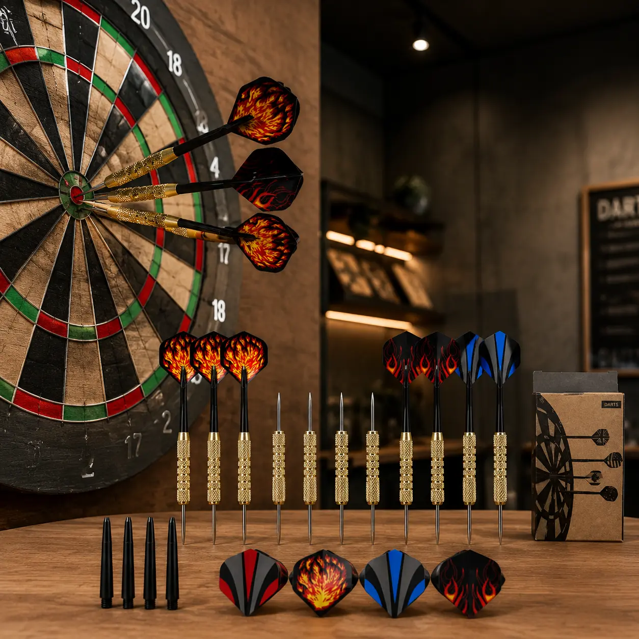 Premium 18-gram Tungsten-Alloy Knurled Grip Dart Set with 12 Precision-Weighted Steel-Tipped Darts, 4 Flexible Nylon Flights, and 4 Balanced Aluminum Shafts for Competitive and Casual Play