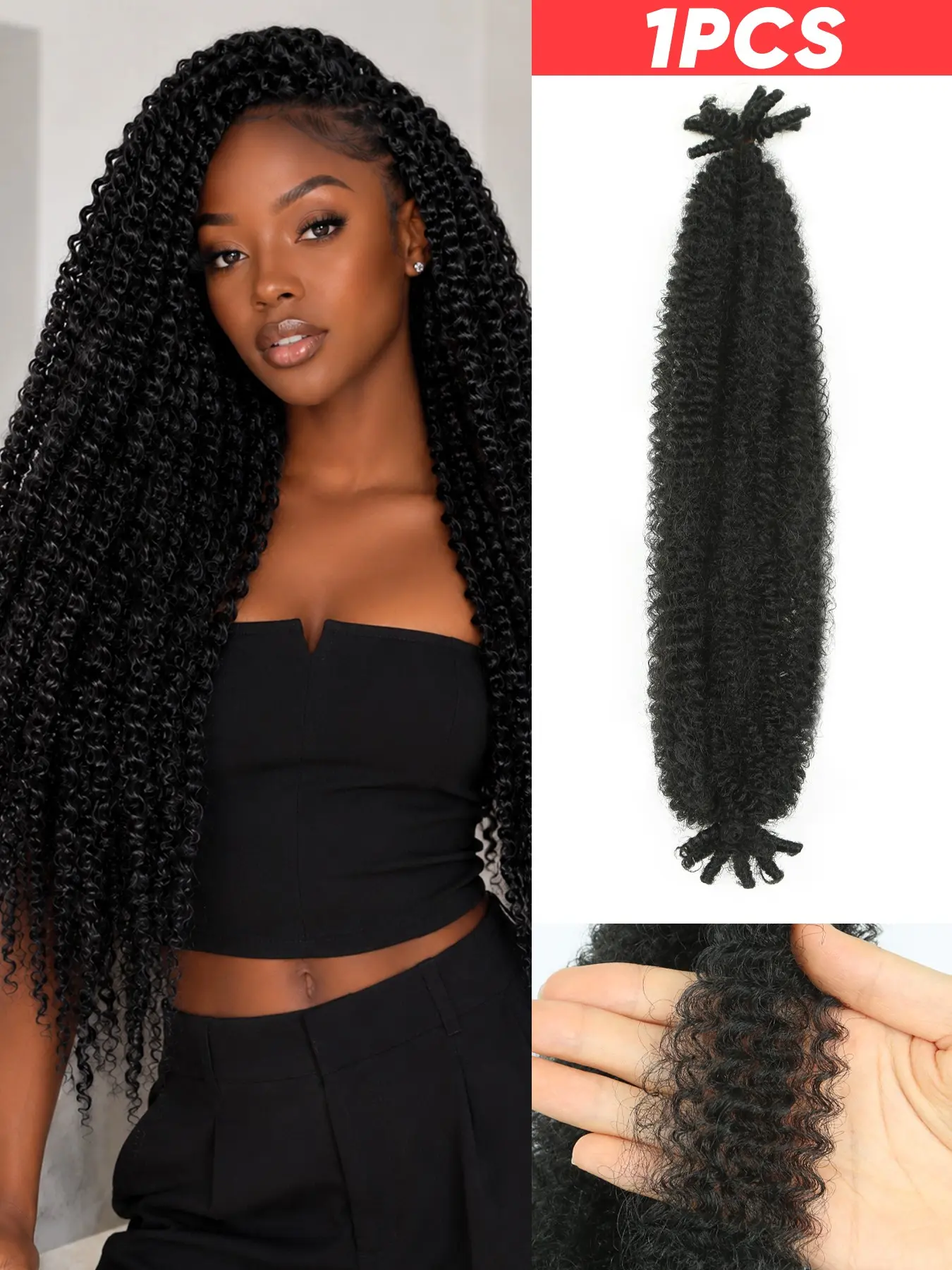 16-Inch Marley Twist Crochet Braiding Hair, Soft Long African Curly Twist Hair Extensions, Synthetic Braids in Black Curly Braided Hair for Women Used Daily Party Cosplay Halloween Christmas And New Year Gifts
