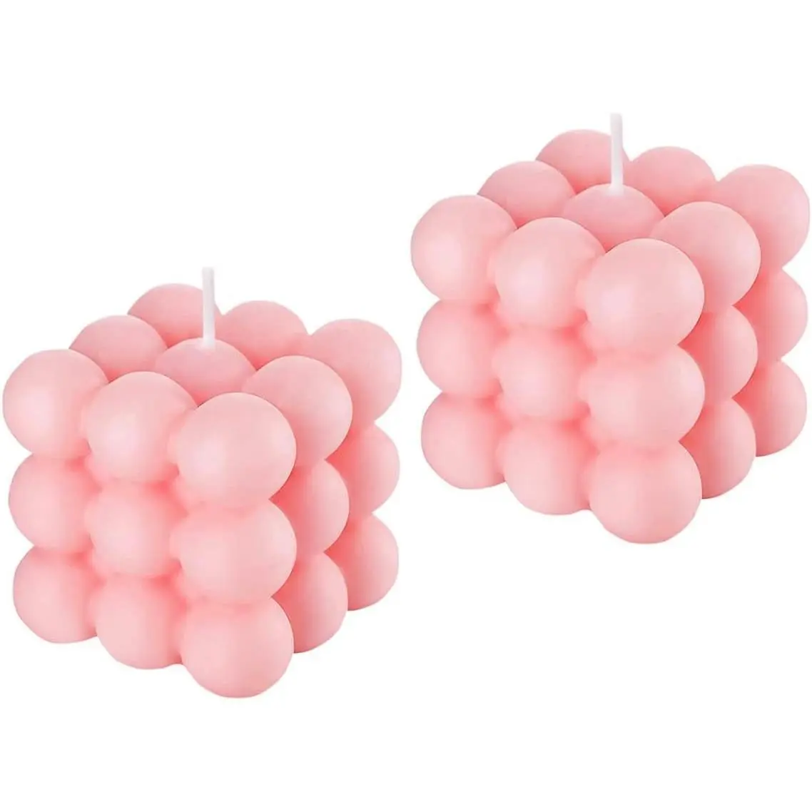 2PCS Pink Bubble Candle Teen Girls Room Decor - Rose Scented Cube Candles Floating Shelves Bubble Shaped Small Candle, Boho Home Office Cute Room Decor Candles