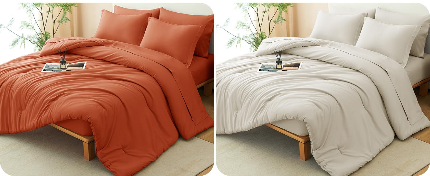 Full Comforter Set Burnt Orange, 7 Pieces Bed in a Bag Terracotta Comforter Set with Sheets, All Season Boho7PC Bed Sets with Comforter, Fitted Sheet, Flat Sheet, Pillow Shams and Pillowcases Full Comforter Set Burnt Orange, 7 Pieces Bed in a Bag Terracotta Comforter Set with Sheets, All Season Boho7PC Bed Sets with Comforter, Fitted Sheet, Flat Sheet, Pillow Shams and Pillowcases