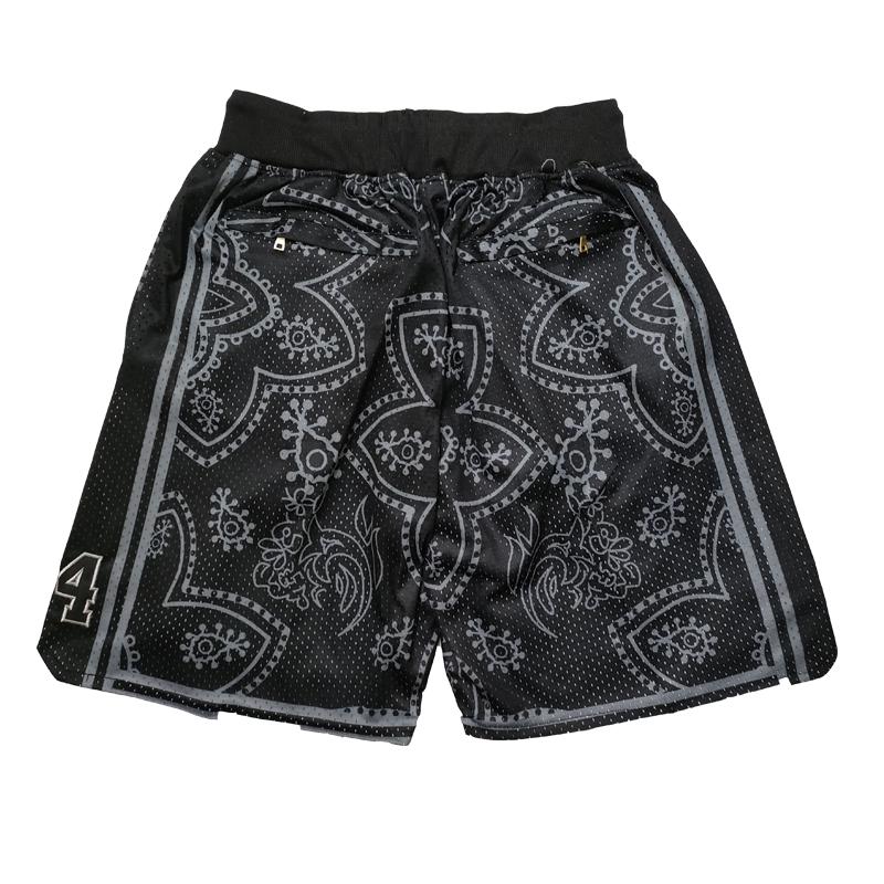 MAMBA 2025 Black Basketball Shorts with Floral and Plant Design, Four Pockets, Sewing Embroidery Covered, Big Size, High Quality, Outdoor Sports Pants Athletic Wear