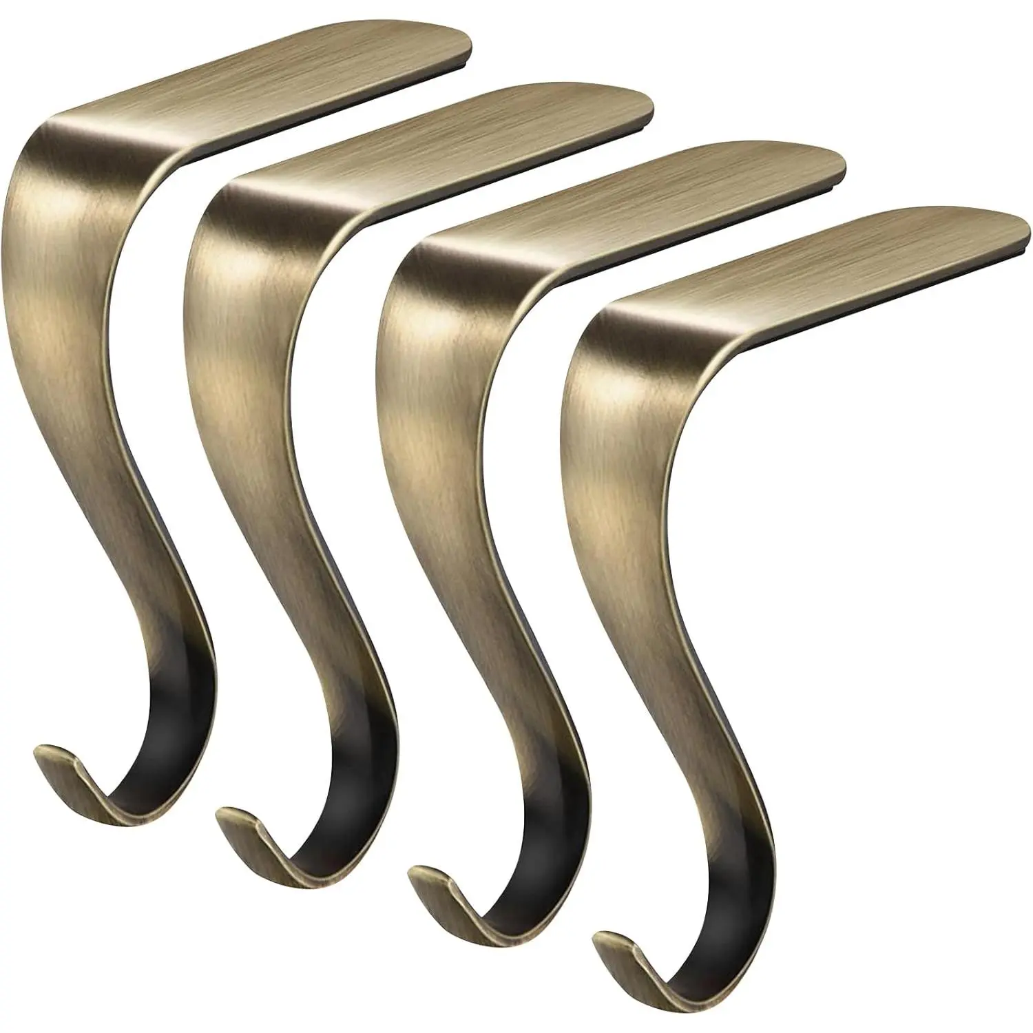 Stocking Holders for Mantle,Christmas Stocking Holder Set of 4,Stocking Hangers for Mantel,Stocking Hooks for Fireplace(Bronze)