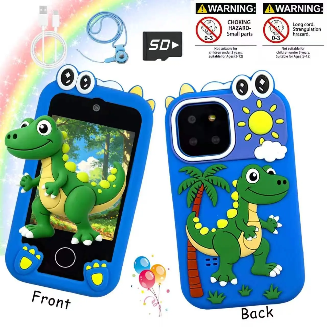 Kids Smart Phone with Dual Camera，Music Player and Fun Games，Educational Learning Toy，Holiday Gifts for Young Children