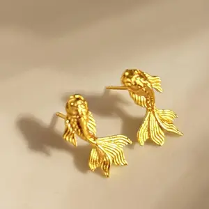 Metal Lucky Koi Fish Earrings, A Pair of Stylish And Minimalist
