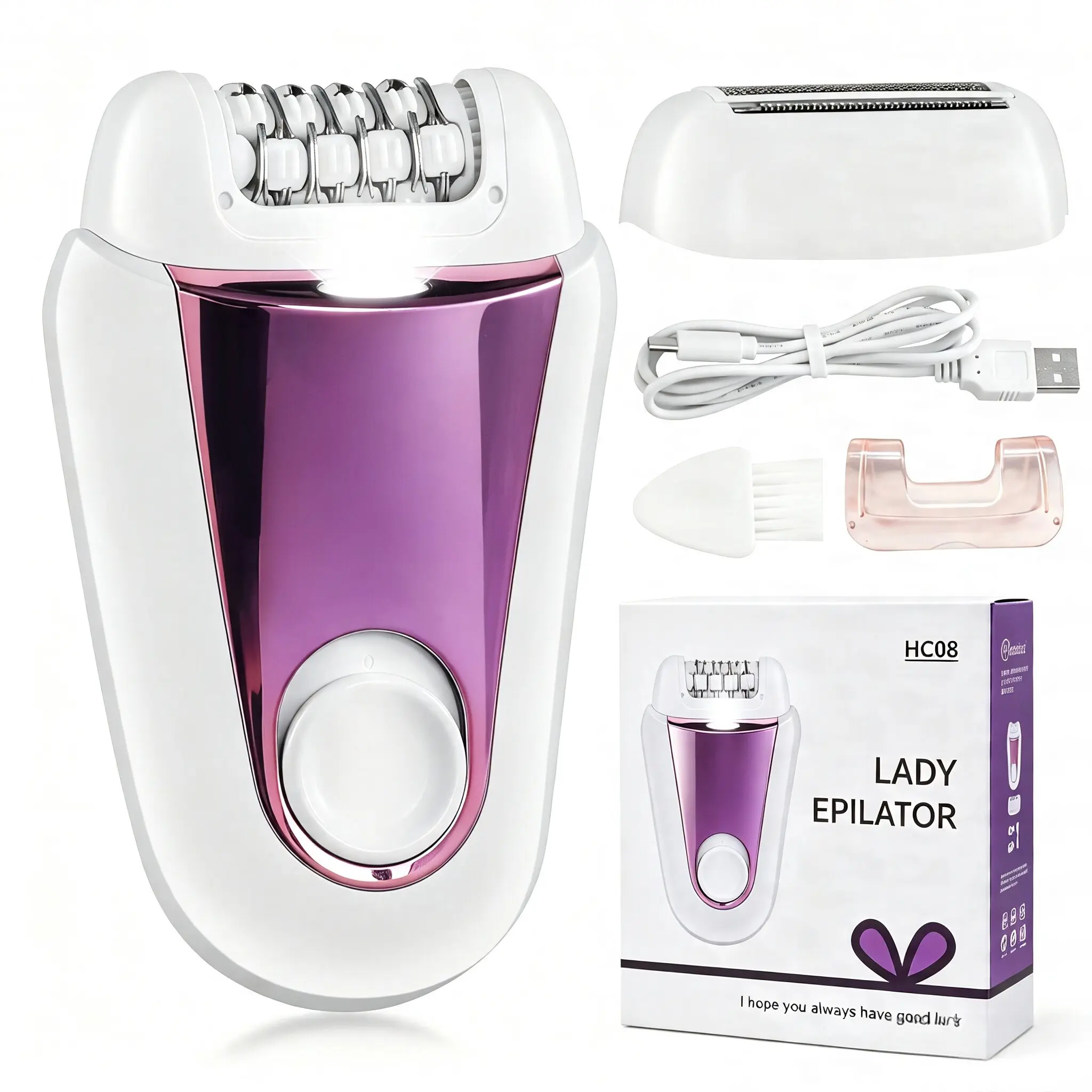 Women's 2-1 Epilator, Electric Hair Remover, 32 Clips, USB Rechargeable, LCD Display, Two-Speed Settings, Smooth Skin Solution