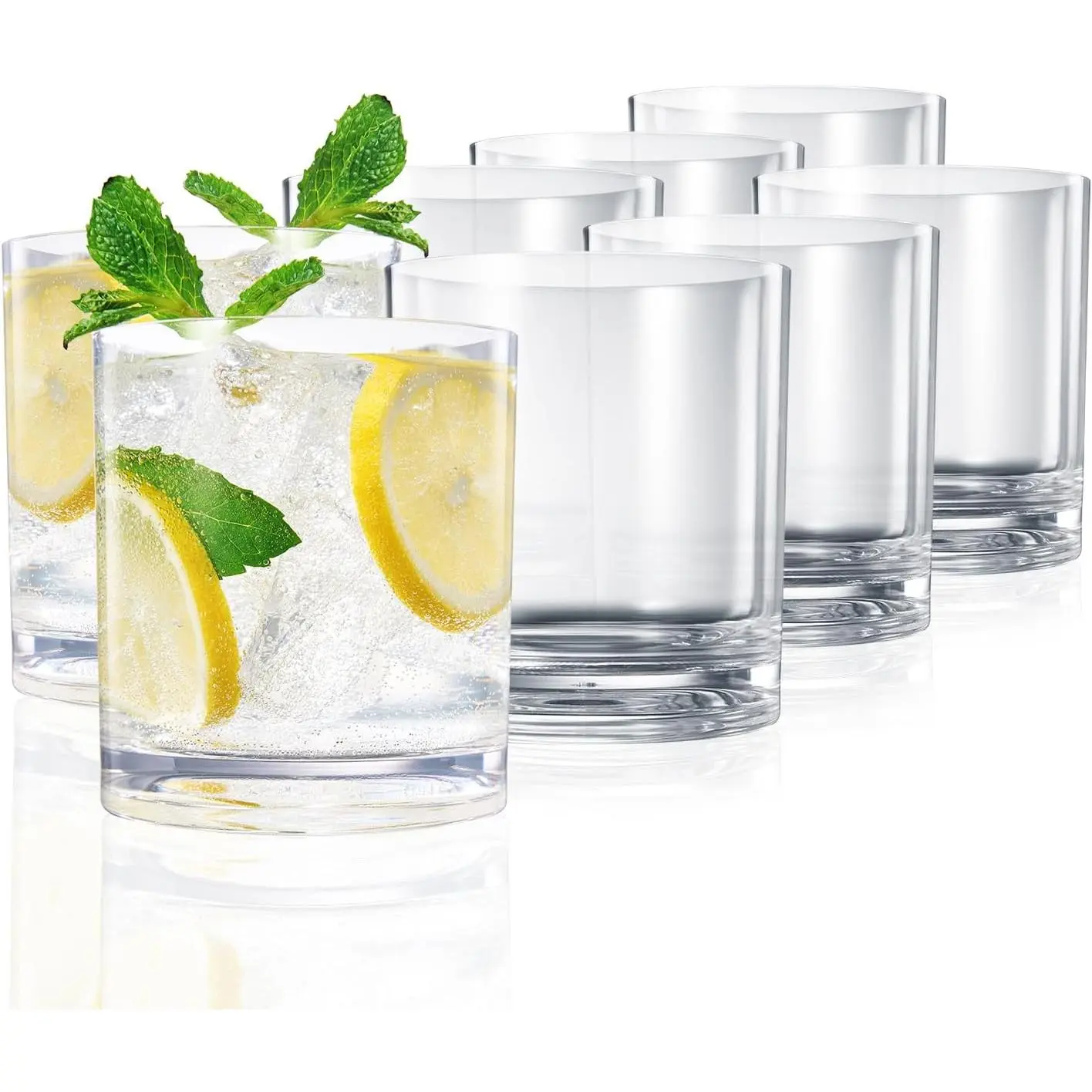 Classic Clear Plastic  Drinking Glasses (Set of 8) Restaurant Cups Style 12oz Unbreakable Rocks Cups, Tumbler, Juice,  |  Tumblers | Top-Rack Dishwasher Safe, Tritan