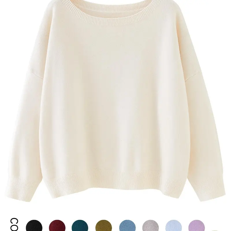 Women's Plain Scoop Neck Sweater, Casual Drop Shoulder Long Sleeve Jumper, Fall & Winter Knit Top, Pullover
