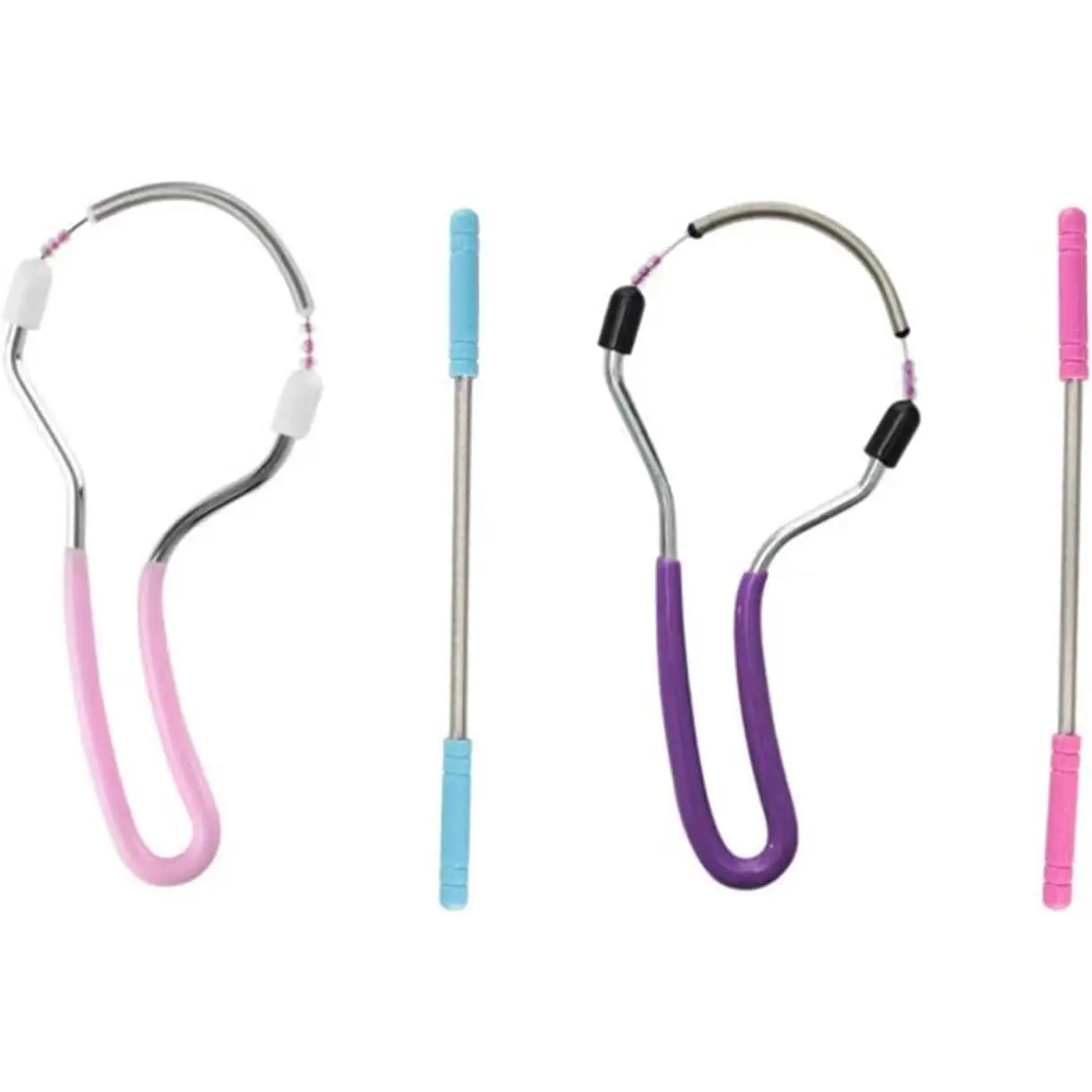 4 Pcs Facial Hair Remover Manual Epilator Spring Spring Face Hair Remover with Handle Hair Epilator Tool (Random Color)