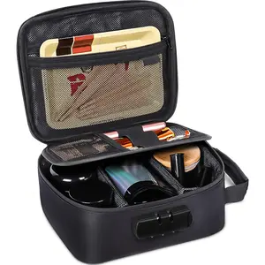 Smell Bag with Combination Lock - Large Odor Bag with Activated Carbon Lining, Discreet Travel Organizer Case with Dividers for Home, Office &