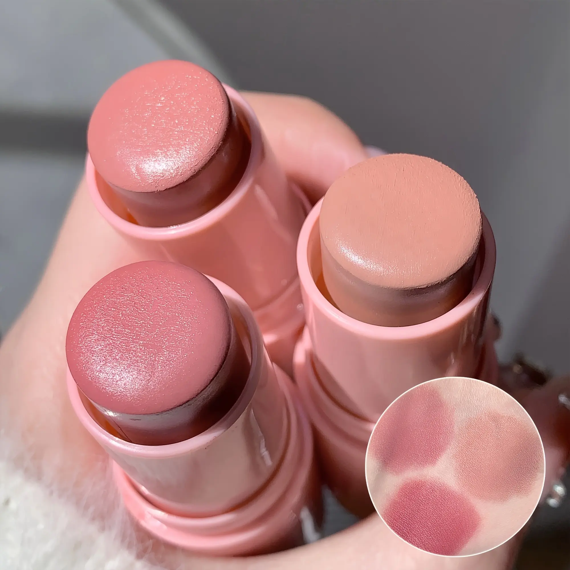 (3pcs Set) Vitality Blush Stick, Smooth, Natural, Easy to Apply Matte Nude Makeup Stick, 3-In-1 Multi-Functional Blush Cream, Suitable for Daily Face Makeup