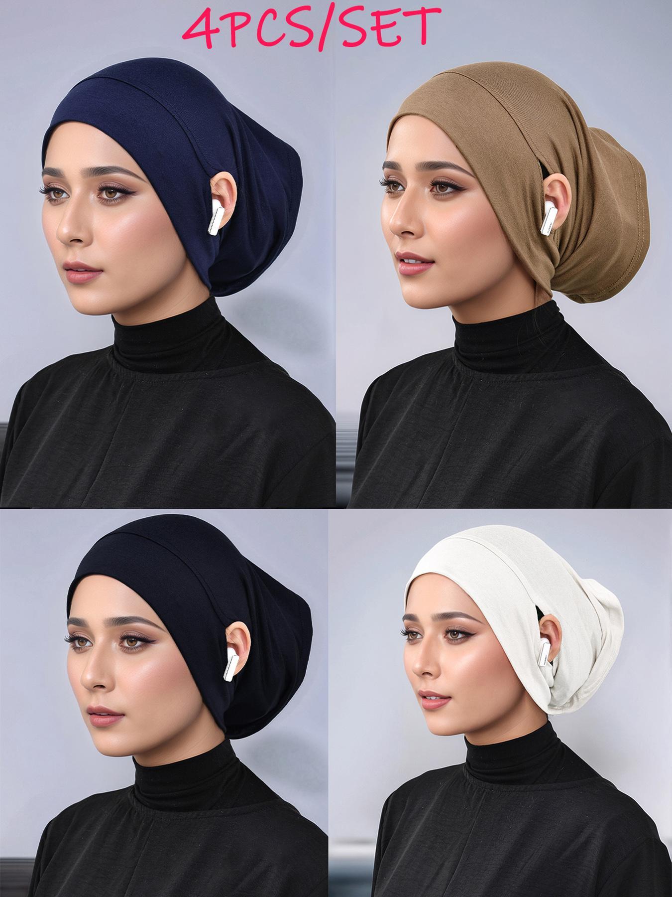 Women's Solid Color Earless Straight Hats, Comfortable Versatile Modal Breathable Modesty Hijab, Trendy Turban Suitable for All Seasons