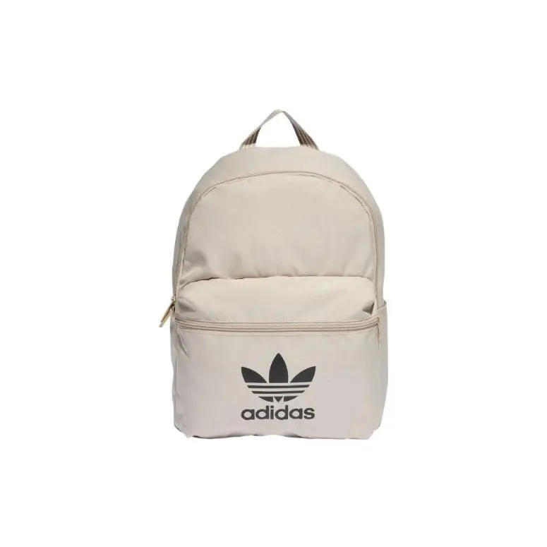 Adidas Originals Sporty Zippered Fabric Backpack for Men and Women – Casual Unisex Style in Beige
