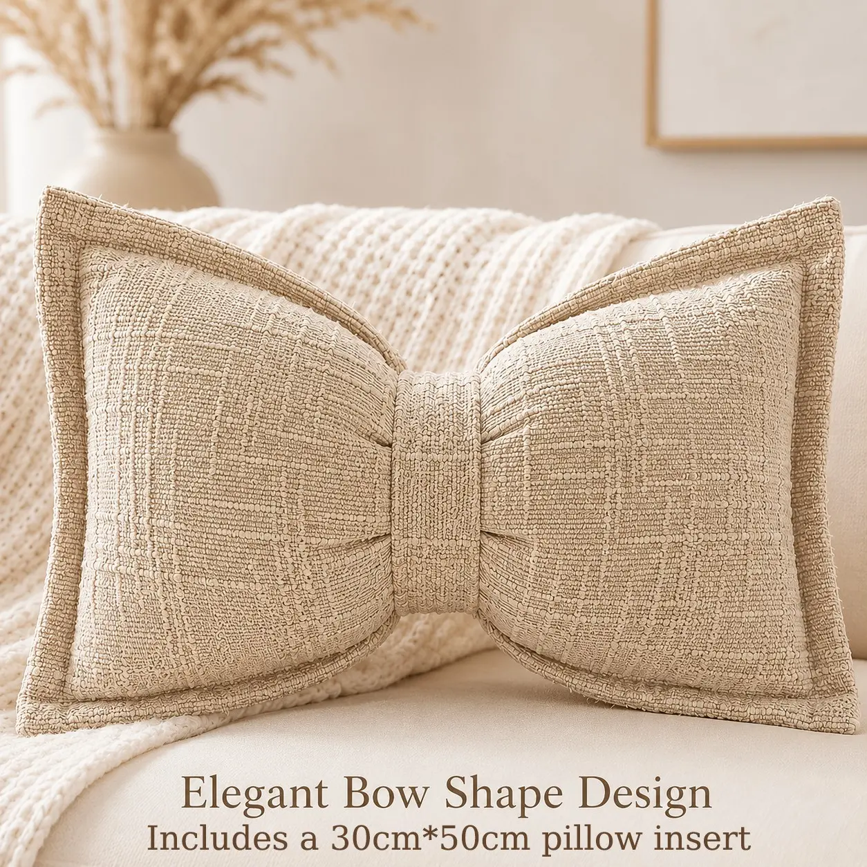 Bohemian Style Butterfly Knot Cushion Pillow with Insert, Comfortable and Breathable, 30cmx50cm, Ideal for Sofa or Bedroom, Elegant Home Decor