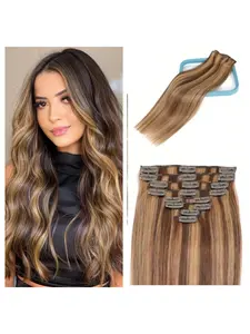Clip in Human Hair Extensions Straight for Women 14–28 Inch 100g 8Pcs 18 Clips Multi Color 1B/4/4-27/613 Seamless Soft Natural Look Lightweight Beginner Friendly Easy Install Natural Black, Dark Brown,Highlight Ombre Honey Blonde