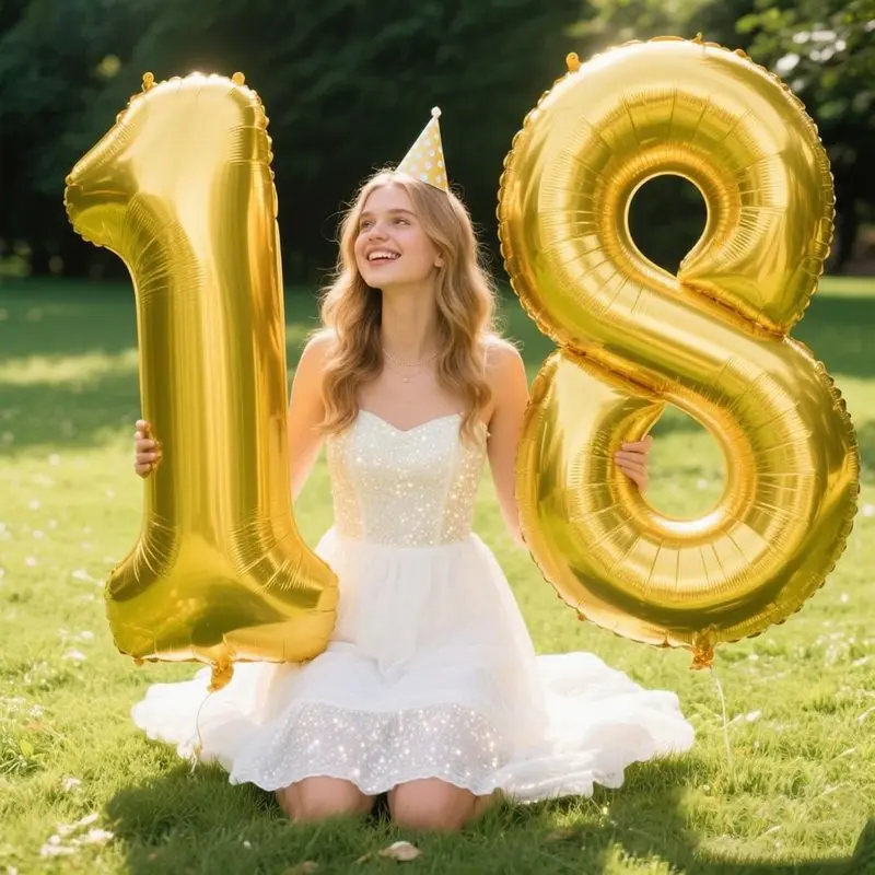 2-piece 32inch gold number 18 balloon kit, Balloon Decorations Kit, suitable for 18th birthday party decorations, anniversary celebration balloons, special occasion decorations, reusable balloons, durable balloons, event planners, party organizers