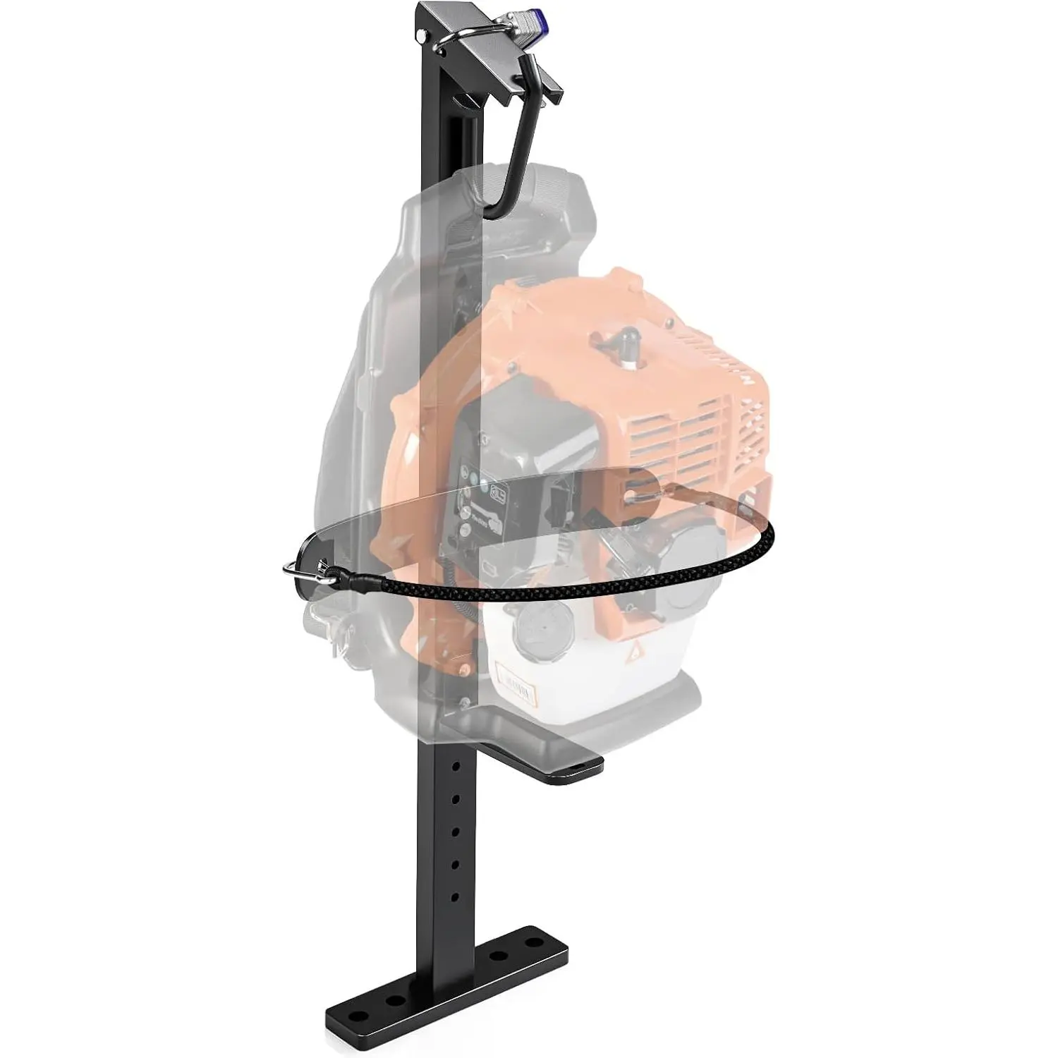 Backpack Blower Rack with Lock for Trailer – Heavy-Duty Thickened Steel Mount Fits 22"-26" Blowers, Anti-Theft Design for Open Trailers or Garage Storage, Black