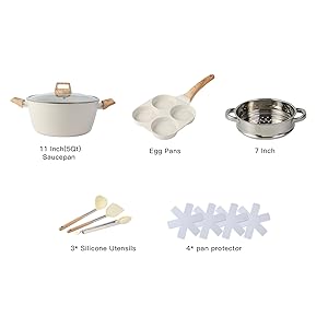 16PCS Pots and Pans Set Non Stick Cookware Set Nonstick with Cooking Set: Home & Kitchen