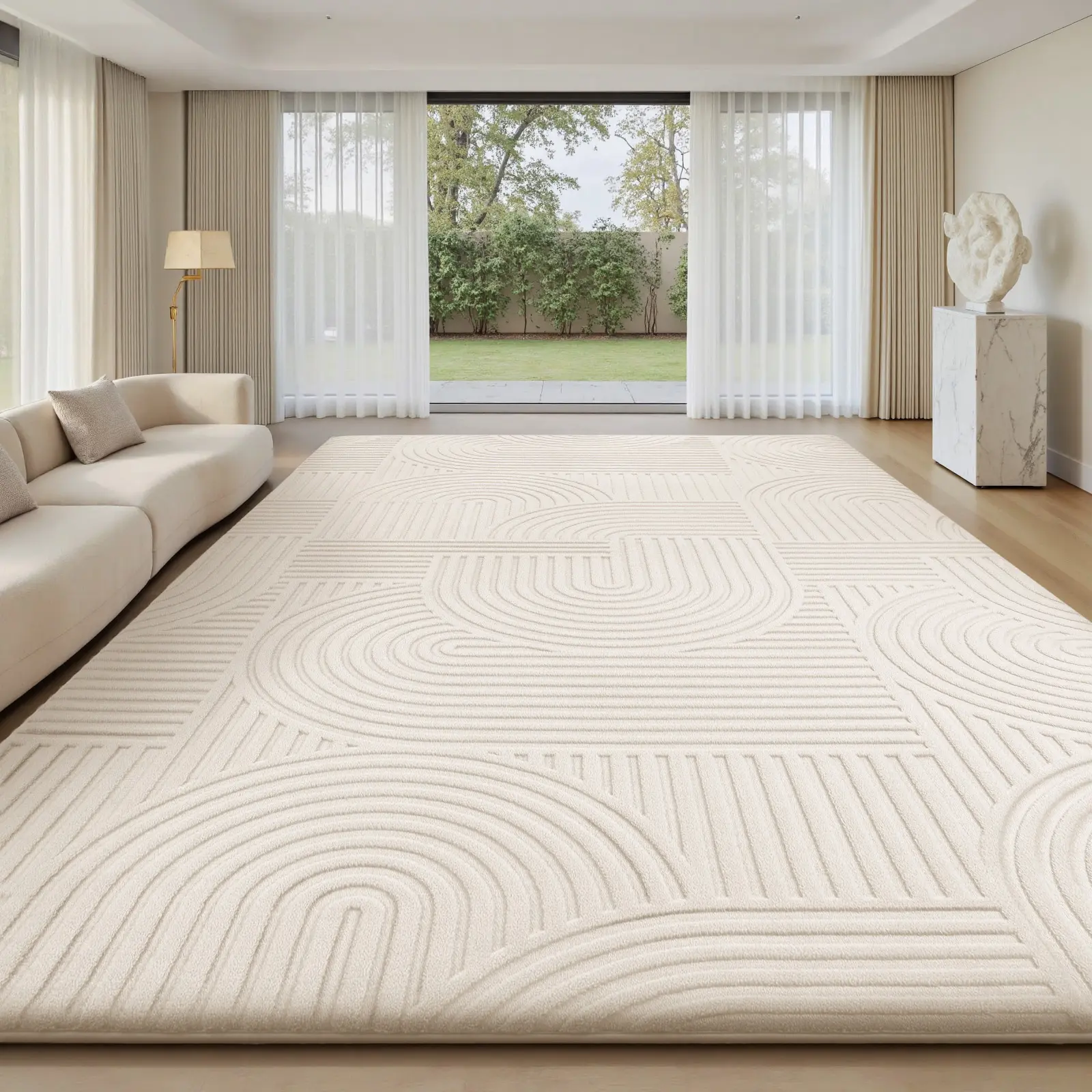FAMVAL Luxury Thick Fluffy Geometric Indoor Modern Area Rug - Non-Slip, Wrinkle Resistant, Big-Size Cozy Texture Rug for Living Room, Kid Room Decor, Fluffy Area Rugs, Indoor Modern Rug