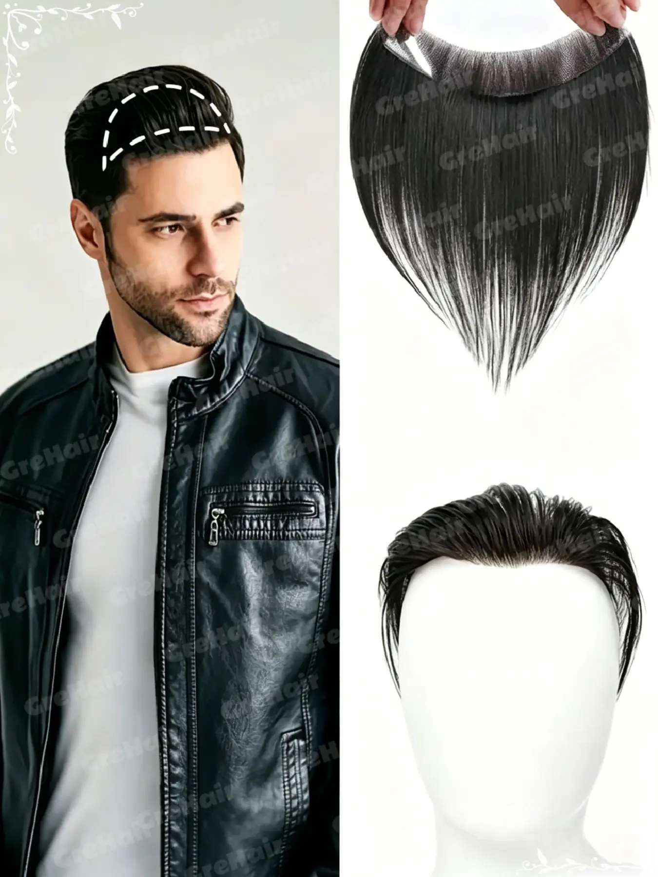 Unisex 6 Inch Hd Human Hair Hairline Patch, Invisible Frontal Hairpiece, Natural Look, Daily Wear, High Forehead Coverage