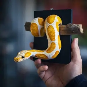 Funny Gold Ball Python Wall Sculpture, Natural Inspiration Art Decor Hanging Ornament, Home Decoration, Unique Wall Art Piece