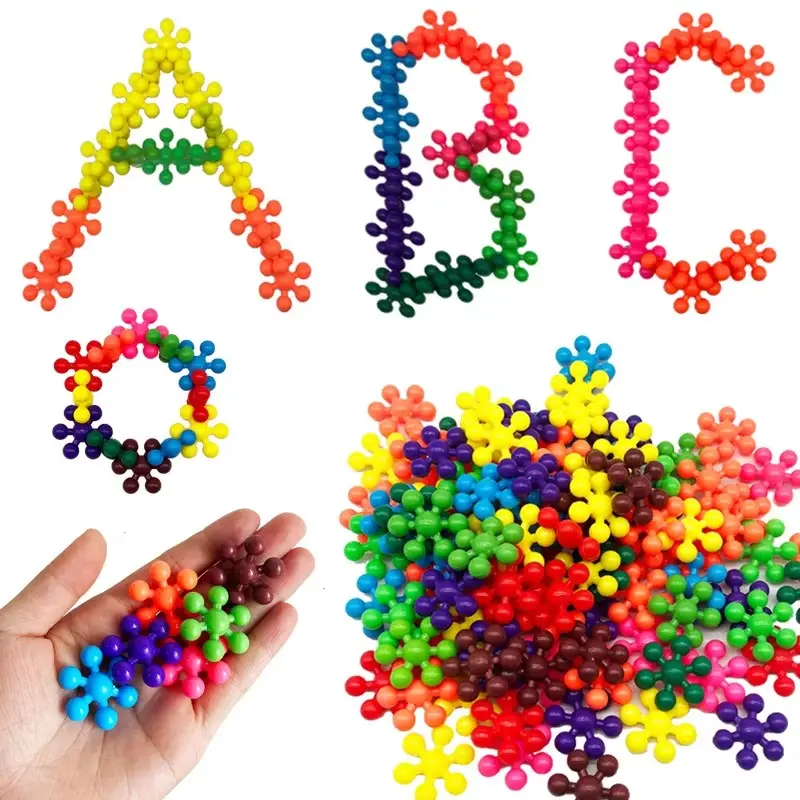 98pcs Colorful Plastic Plum Blossom Splice Building Blocks Fun Assembled Snowflake Pieces Early Education Enlightenment Toy