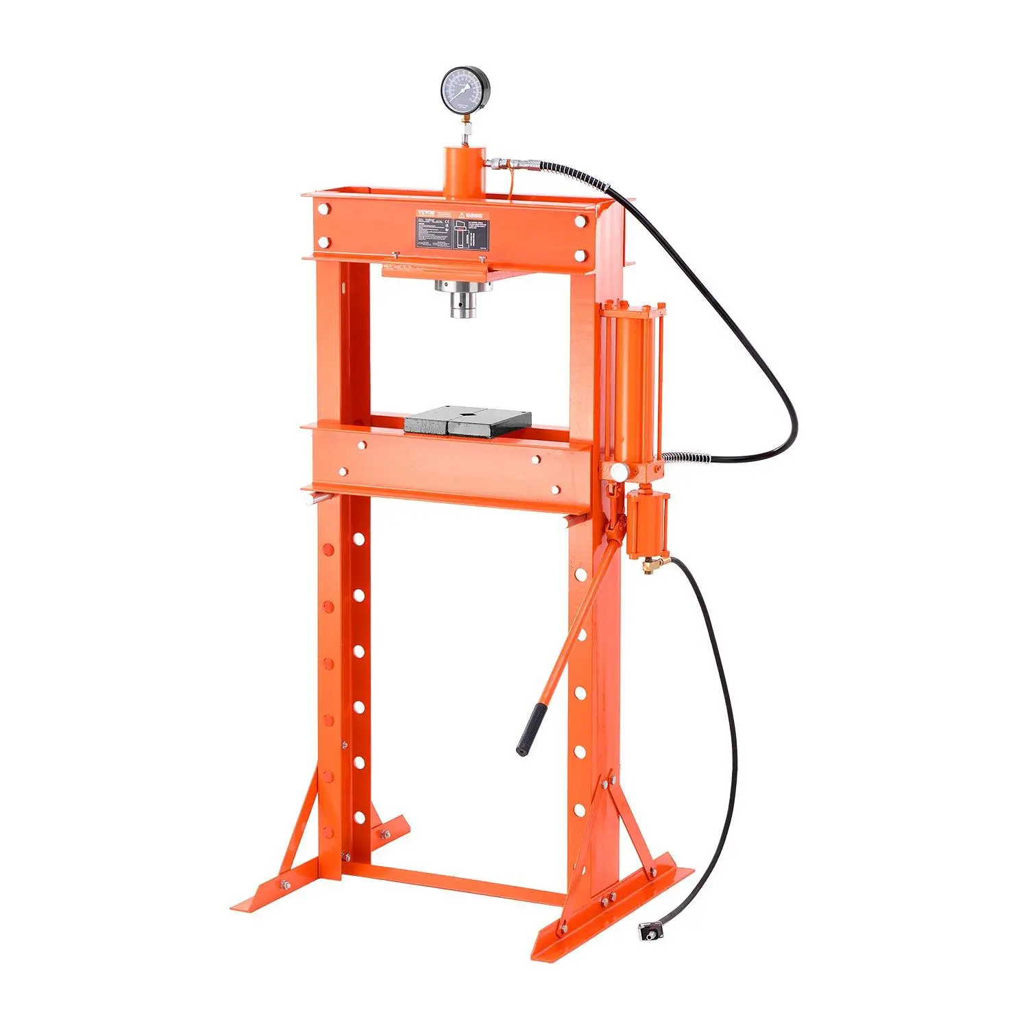 【Summerfinds】VEVOR Hydraulic Shop Press, 30 T H-Frame Pneumatic Shop Press with Press Plate Triangular Support, Stable Garage Floor Adjustable Hydraulic Press with Relief Valve, Fit for Bending Straightening