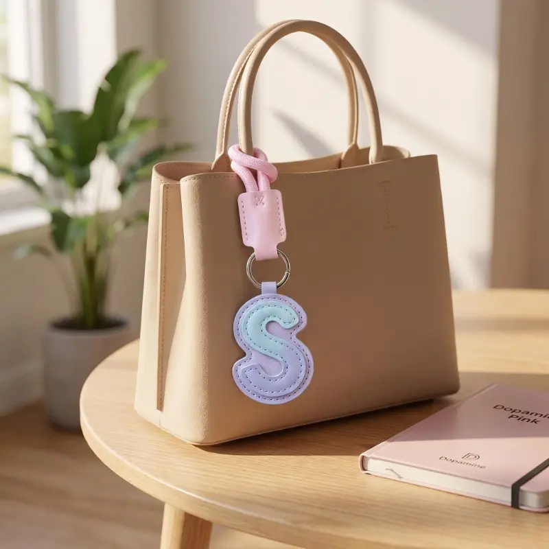 Leather Letter Keychain - Customizable Initial Keychain with Buckle Closure, Cute Bag Charm for Car Keys, Party Favor, Minimalist, Party Favors, Customizable Keychains