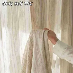 1PC Rainbow Linen Jacquard Window Curtain, Semi-Transparent Sunscreen, American Style, Privacy Divider, No Drilling Door Curtain