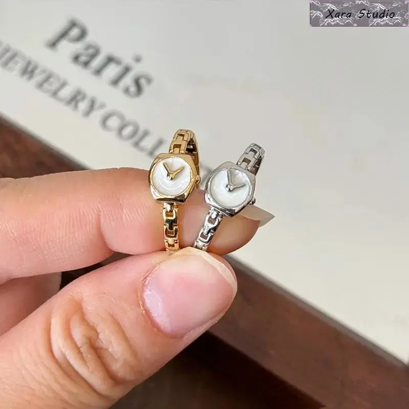 Ring Watch, Unisex Chic Minimalist Jewelry with an Adjustable Open Band, Comfy All-Day Wear for Festivals & Everyday, Engagement