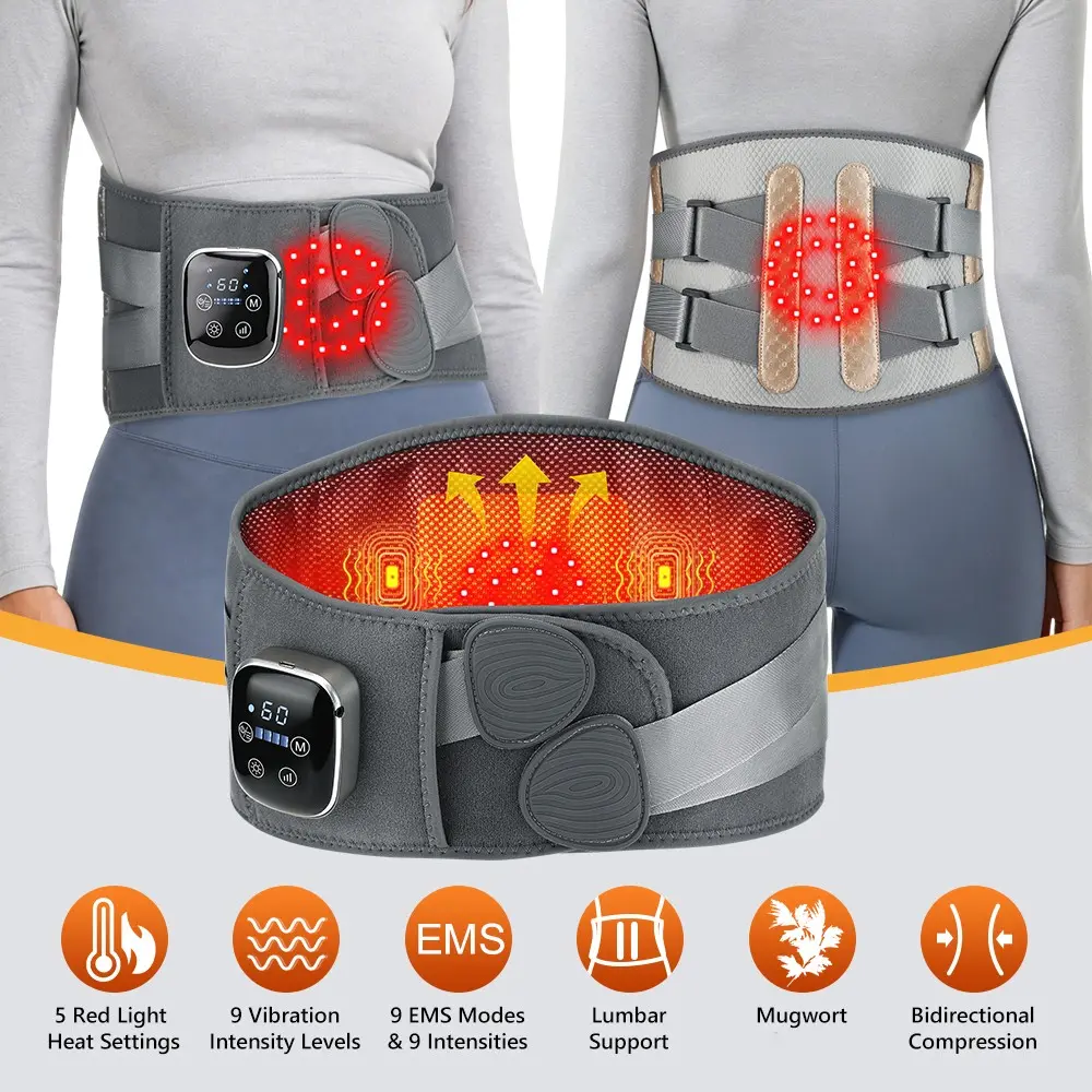 Heating Massage Belt, 5 Heat Settings, 9 Vibration Modes, Light Therapy, 2500mah Rechargeable, Shoulder Neck Leg Support