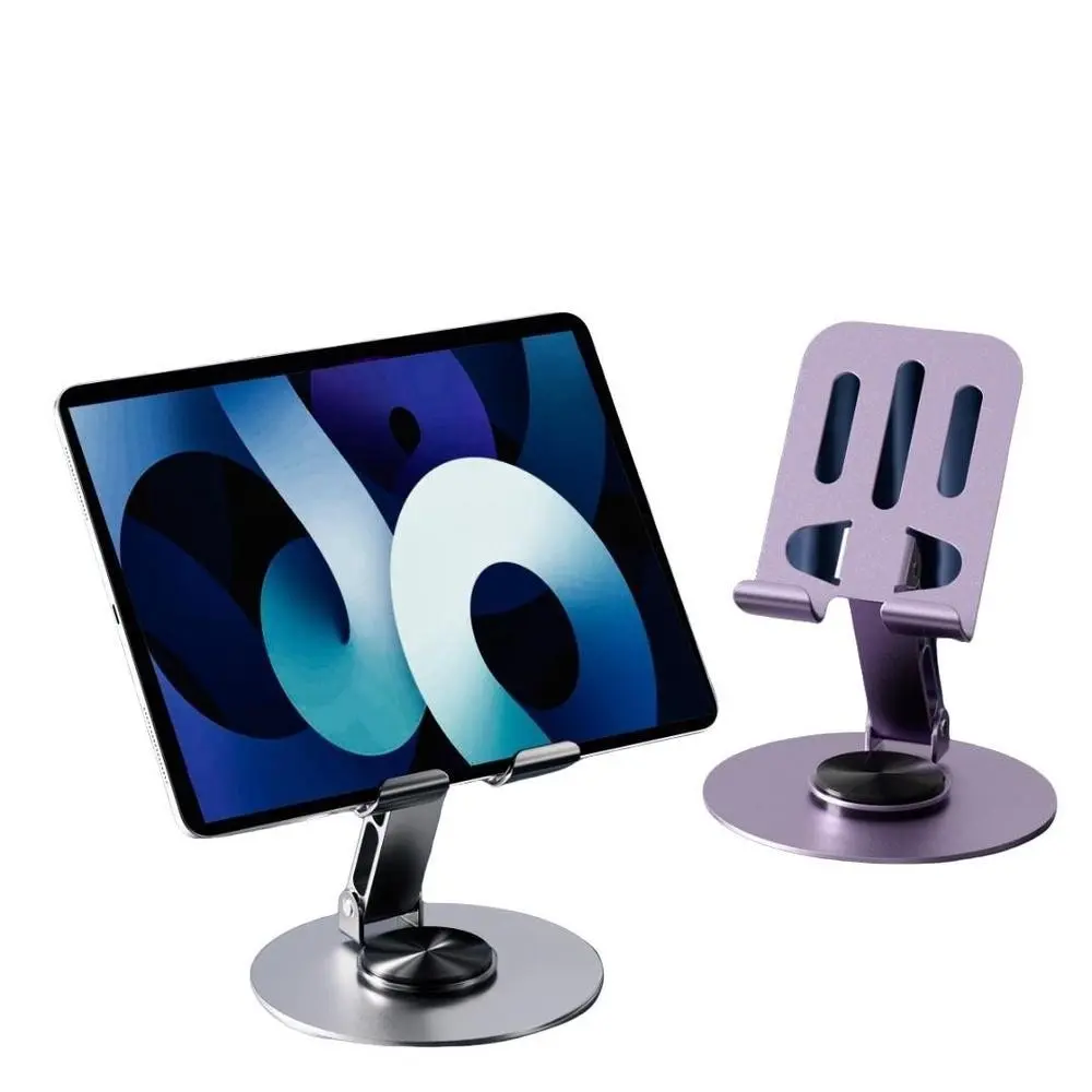 360° Rotating Metal Phone Stand, Foldable and Adjustable, Desktop Live Streaming, Content Creation, Video Recording, Durable Structure