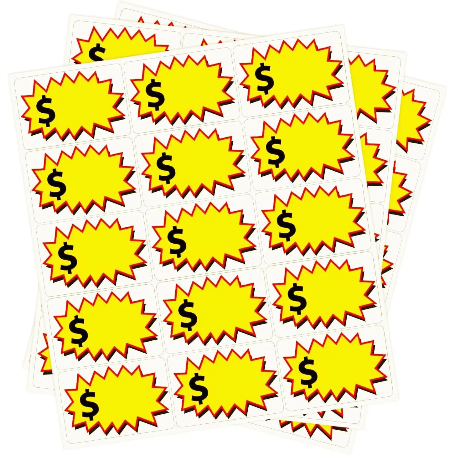 150 Pcs Removable Design Blank Price Stickers, Write-On Burst Shape Self-Adhesive Price Tags, No Residue Retail Marking Labels for Yard Sales, Flea Markets, Garage Sales, Removable Labels Easy Peel Off
