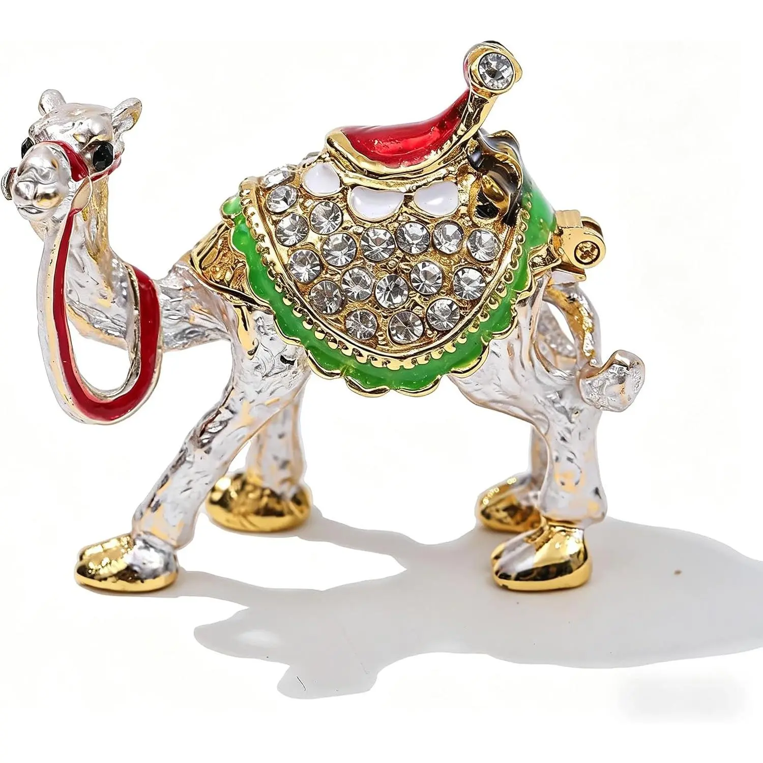 Camel Trinket Box Hand Painted Enamel Camel Hinged  Box with  |  Hinged  Storage Box  for Women Dresser  Decor Rhinestone Hinged Enamel  Storage Box