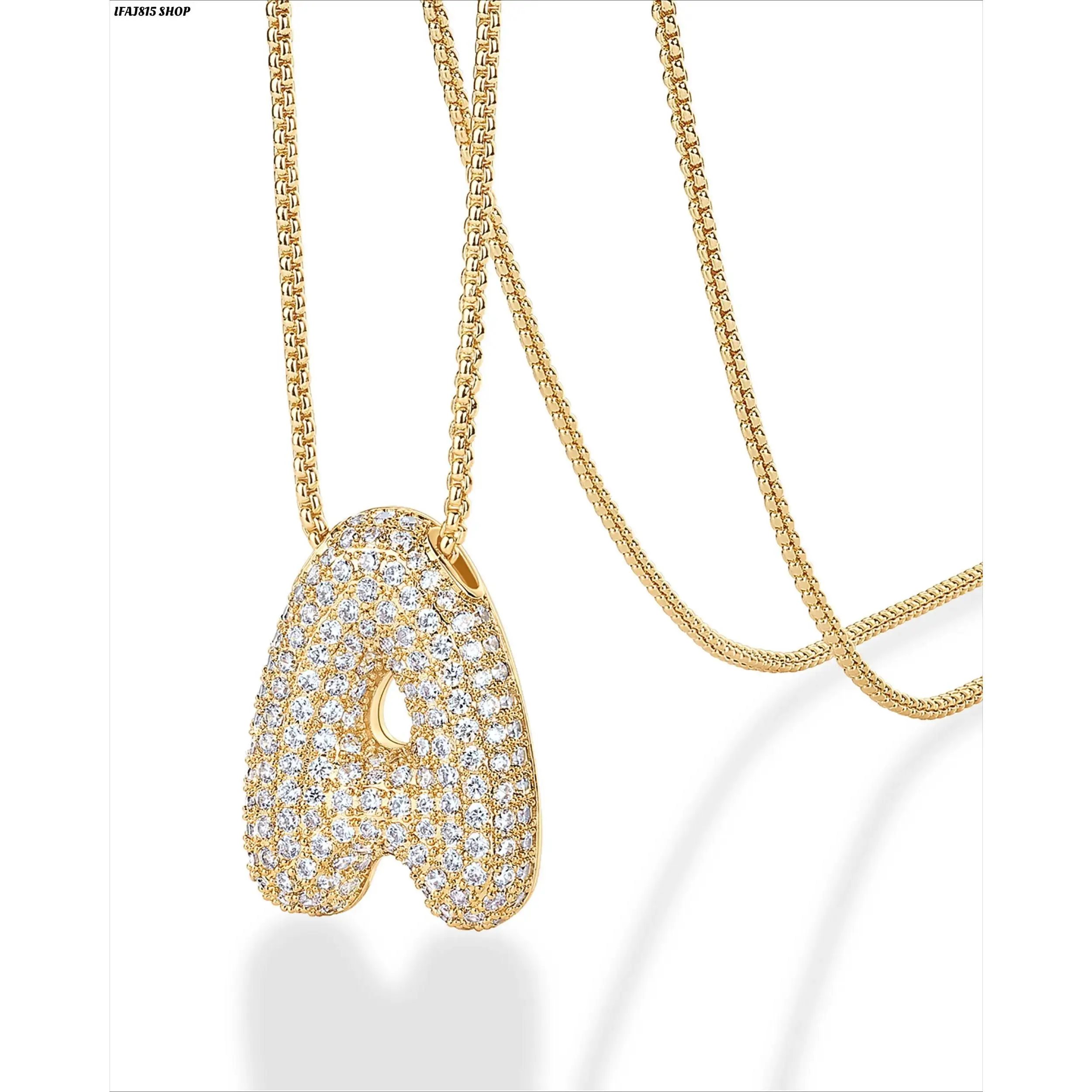 14K Gold Plated Bubble Letter Initial Necklace for Women, Trendy Personalized Alphabet Pendant Jewelry with Cubic Zirconia Sparkle, Chunky Balloon Initial Chain Necklace, Dainty Statement Necklace Gift for Birthday, Anniversary, Everyday Wear