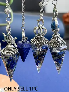 1PC Lapis Lazuli Pendulum Pendant, Lucky Mystical Crystal, Halloween Party Souvenir, Witch Divination Tool