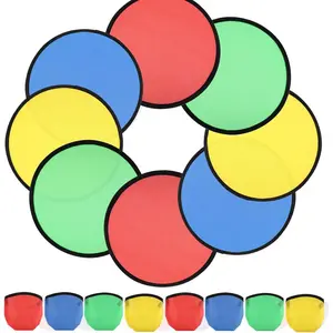 24 Pcs Foldable Flying Disc Fans with Bags Set 9.8'' Handheld Folding Fly Cooling Fans Beach Summer Flying Disc for Birthday Halloween Party Outdoor Activity Gamefidget toys