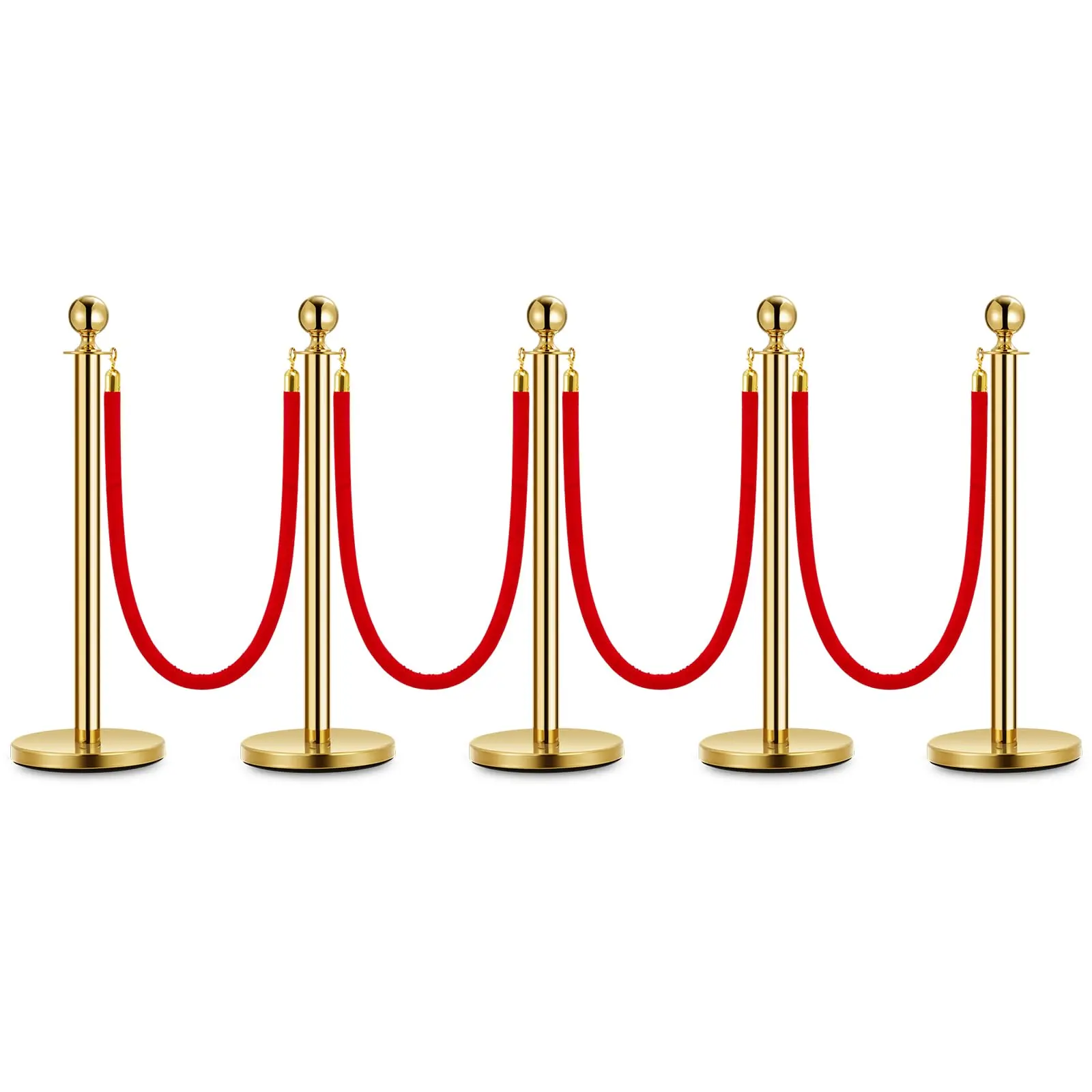 GARVEEStanchions and Velvet Ropes Set - Elegant Crowd Control Barriers and Queue Poles in Gold Finish, Ideal for VIP Red Carpet Events, Available in 4-Pack and 8-Pack Options for Sophisticated Event Management
