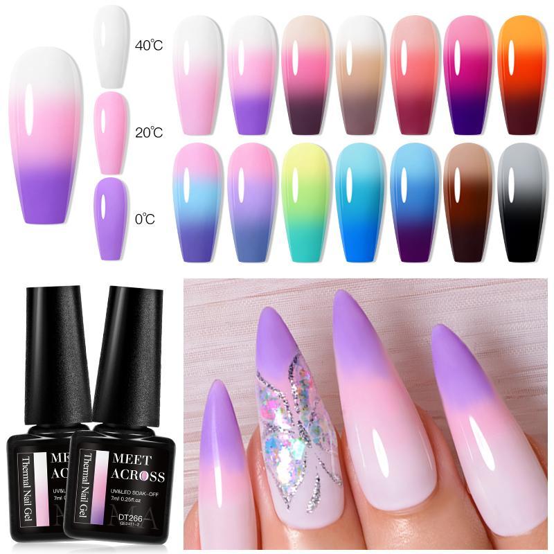 7ML Thermal Nail Gel Polish, Temperature Color Changing Uv Gel Manicure Nail Gel, Fashion-forward Long Lasting Soak Off Nail Varnish, Semi Permanent DIY Nail Polish, Nail Art