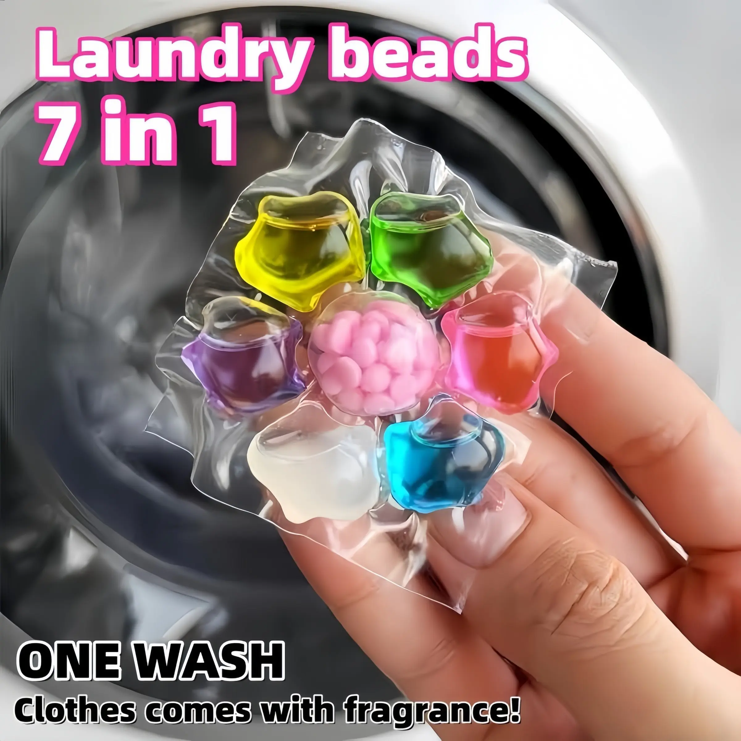 7-In-1 Laundry Detergent Capsules, Multi Function Laundry Pods for Various Laundry Needs, Scented, Concentrated, Soluble, Long-Lasting Fragrance, Softening & Anti-Static